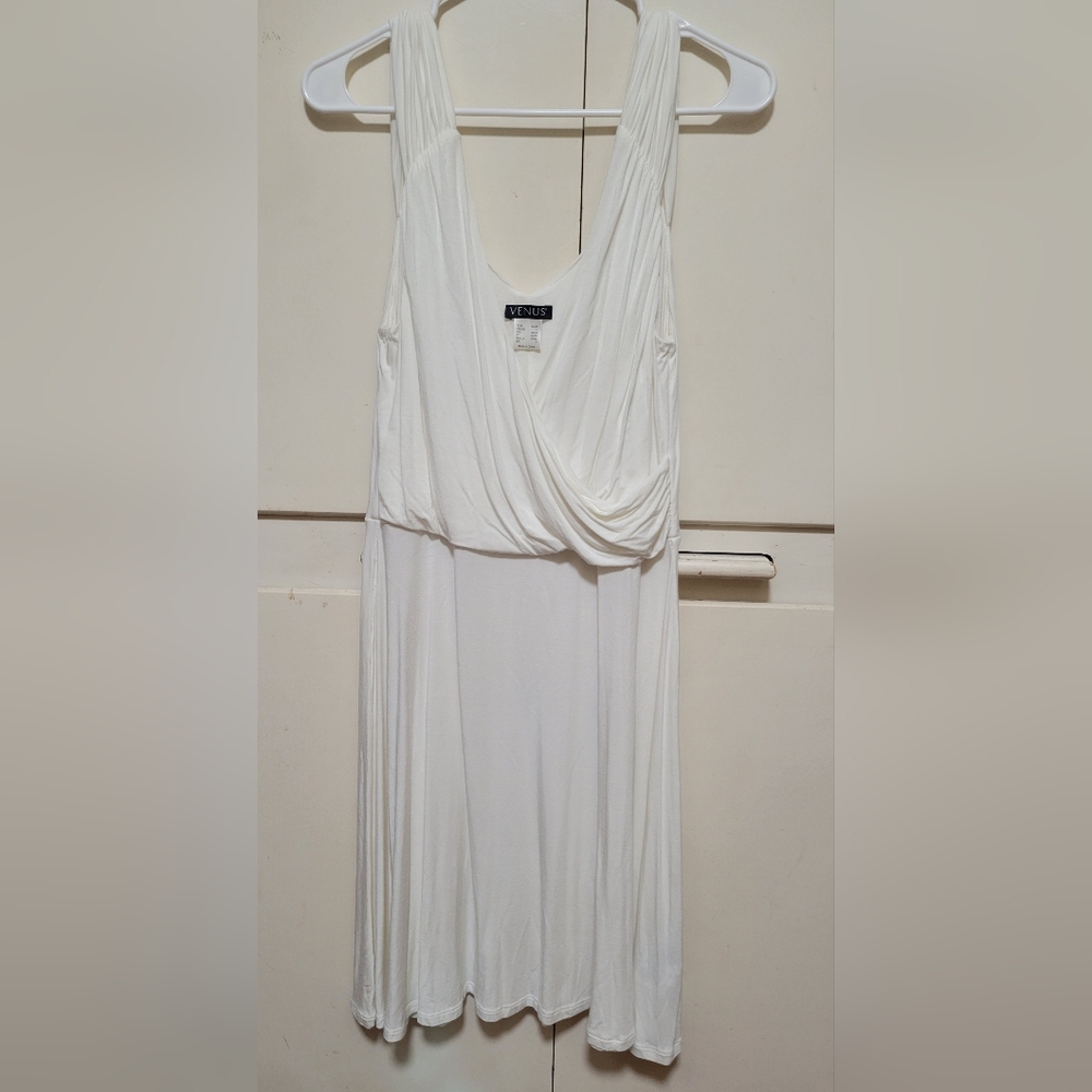 Venus White Draped Women's Dress